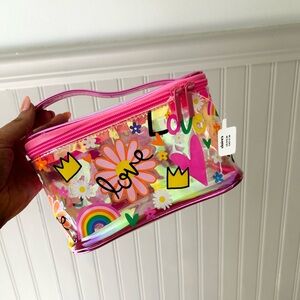 ⭐️ NEW Claire's Pink Yellow Love Print Kids Bag Iridescent Rainbow